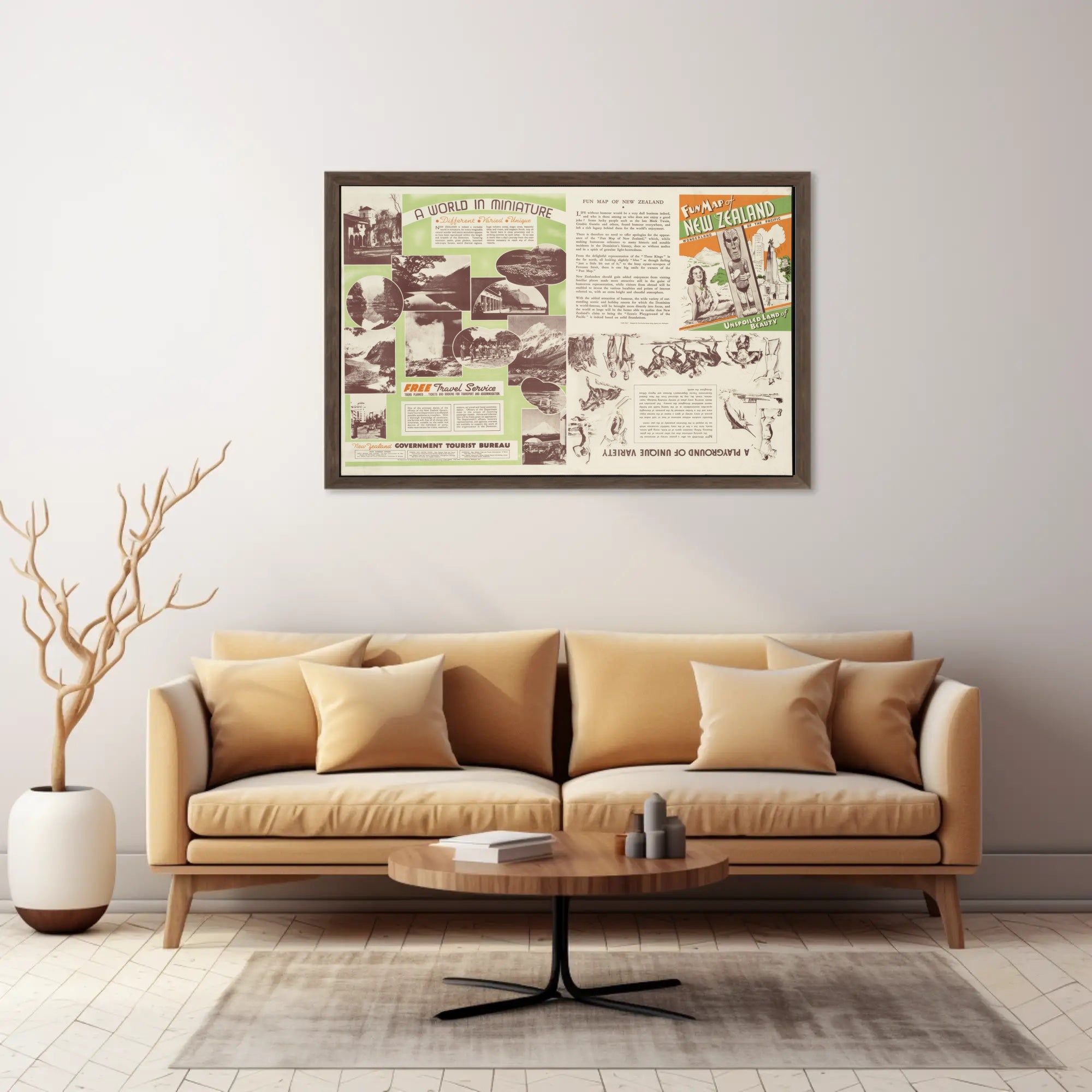 New Zealand Fun Map Poster PosterGoat