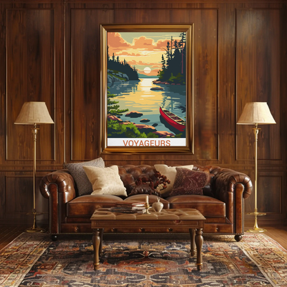 Voyageurs National Park Minnesota Canoe Travel Poster