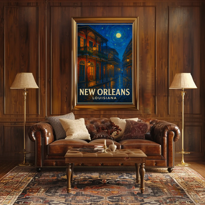 New Orleans Louisiana Starry Night French Quarter Travel Poster