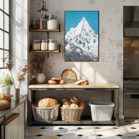Majestic Snowy Mountain Under Blue Sky National Park Poster