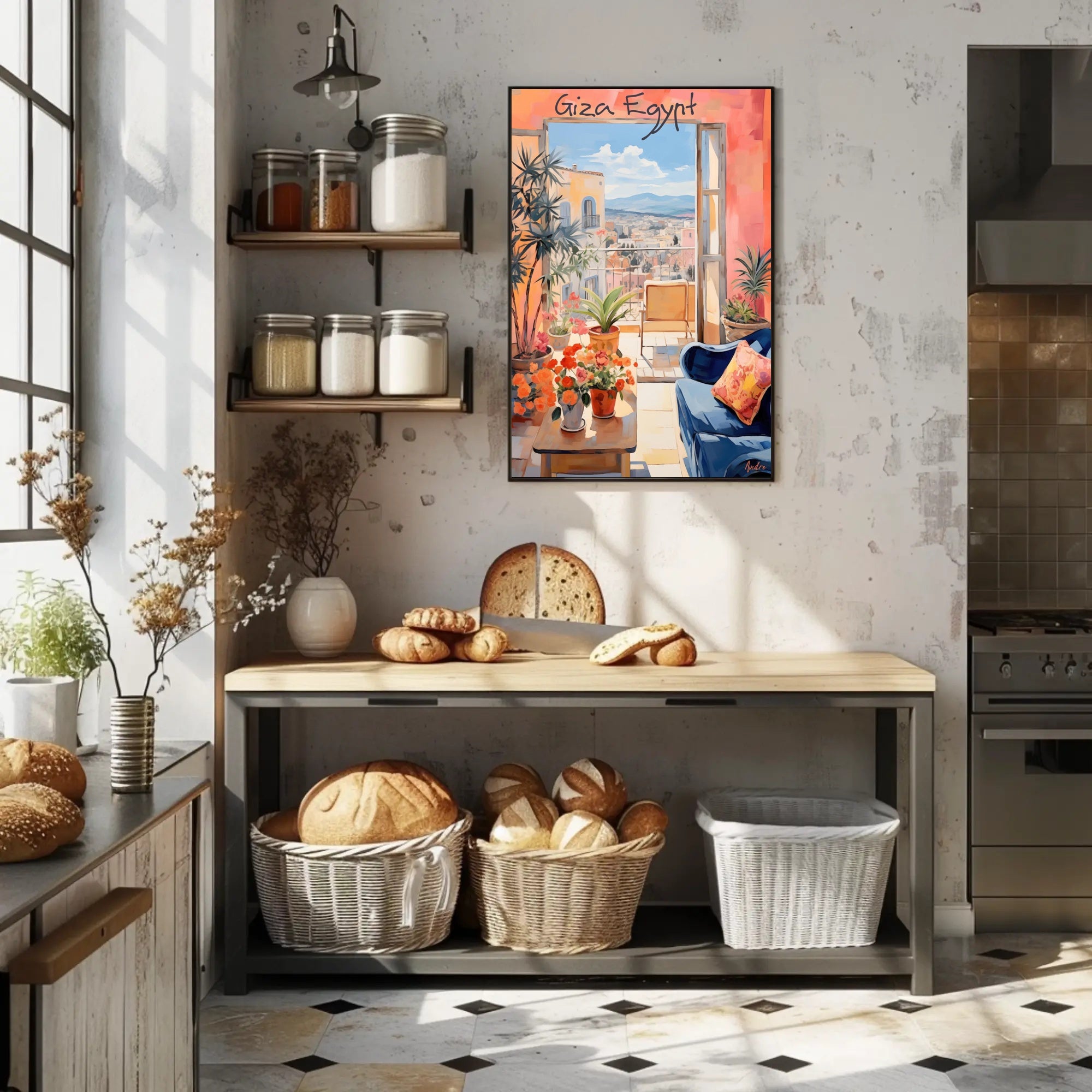 Serene Balcony in Giza Poster