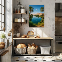 Serene Riverside Oasis Poster