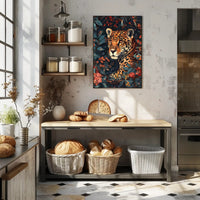 Majestic Jaguar Wall Art in Bloom Print