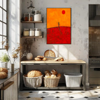 Solitary Journey Sunset Poster Minimalist Wall Art