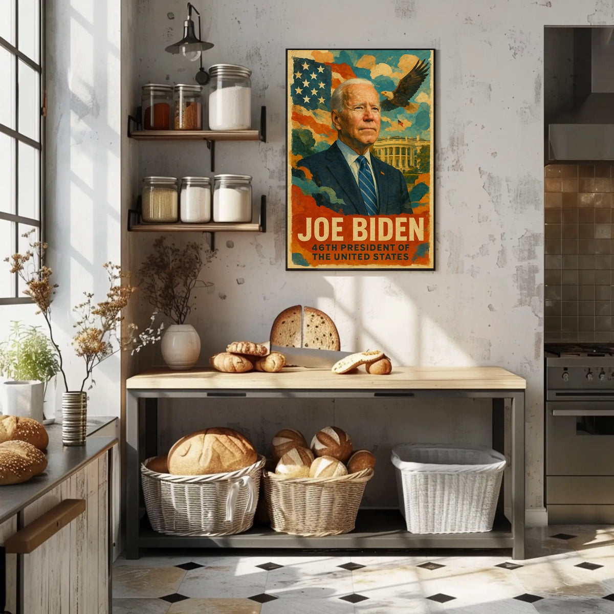 Joe Biden 46th President of the United States Layered Digital Collage Poster