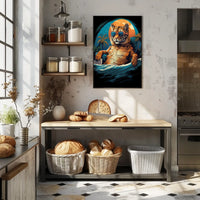Relaxed Tiger on Beach Artistic Animal Poster