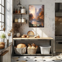 New York City Autumn Scene Poster Abstract Wall Art