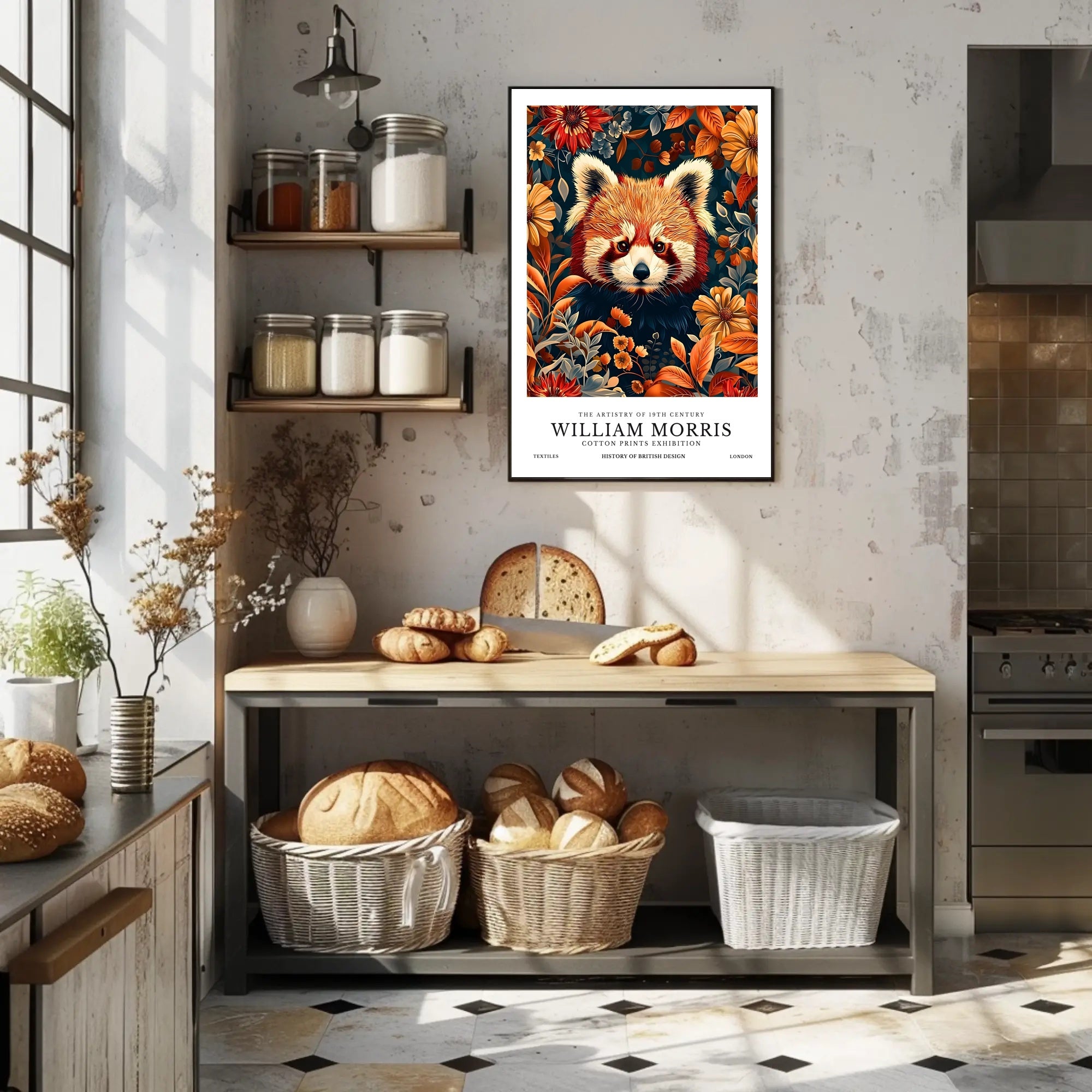Vibrant Red Panda Nature Illustration Artistic Poster