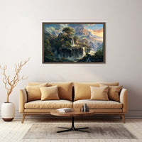 Majestic Mountain Landscape with Waterfalls Poster