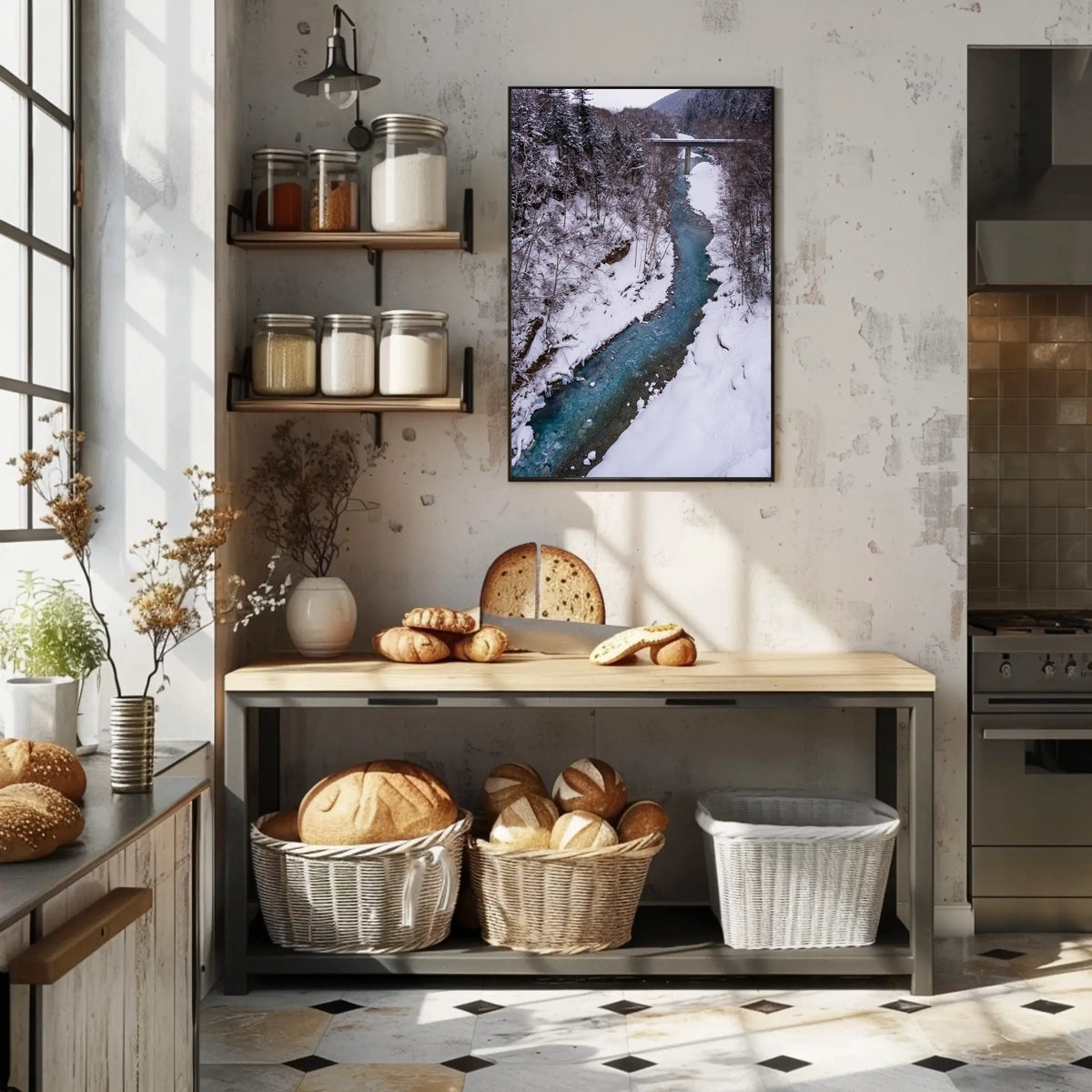 Serene Winter River Landscape - National Park Poster