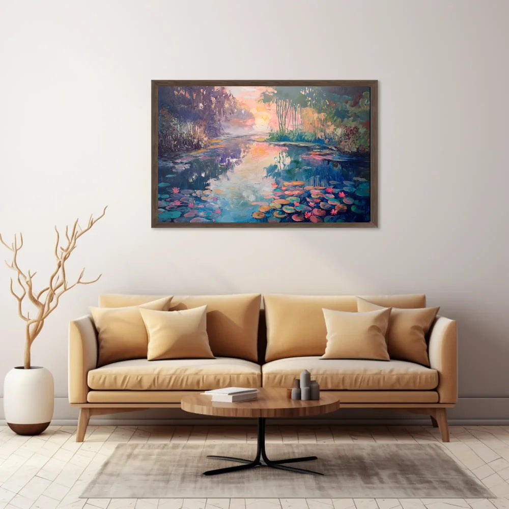 Serene Impressionistic Landscape Poster: Tranquil Water Scene