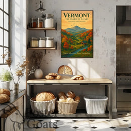 Vermont Scenic Autumn Landscape Travel Poster