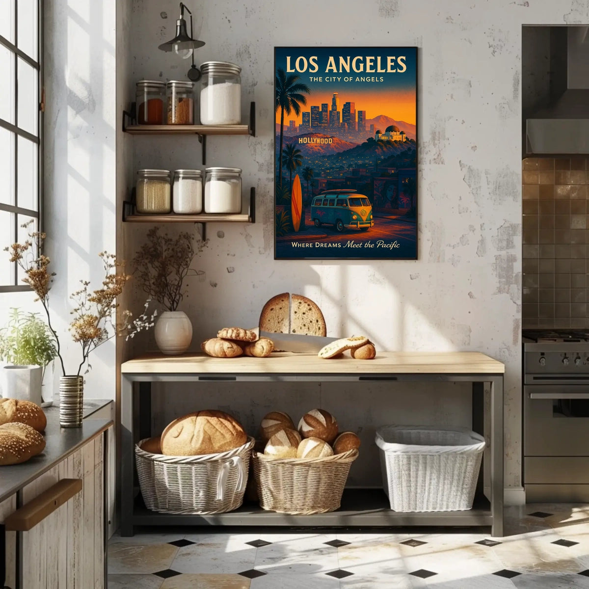 Los Angeles Sunset Vintage Art Poster Print