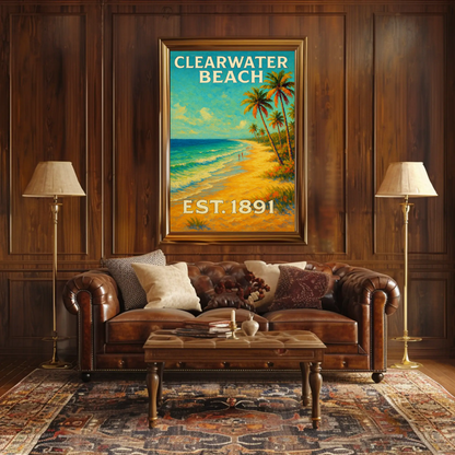 Clearwater Beach Florida Palm Coast Travel Poster