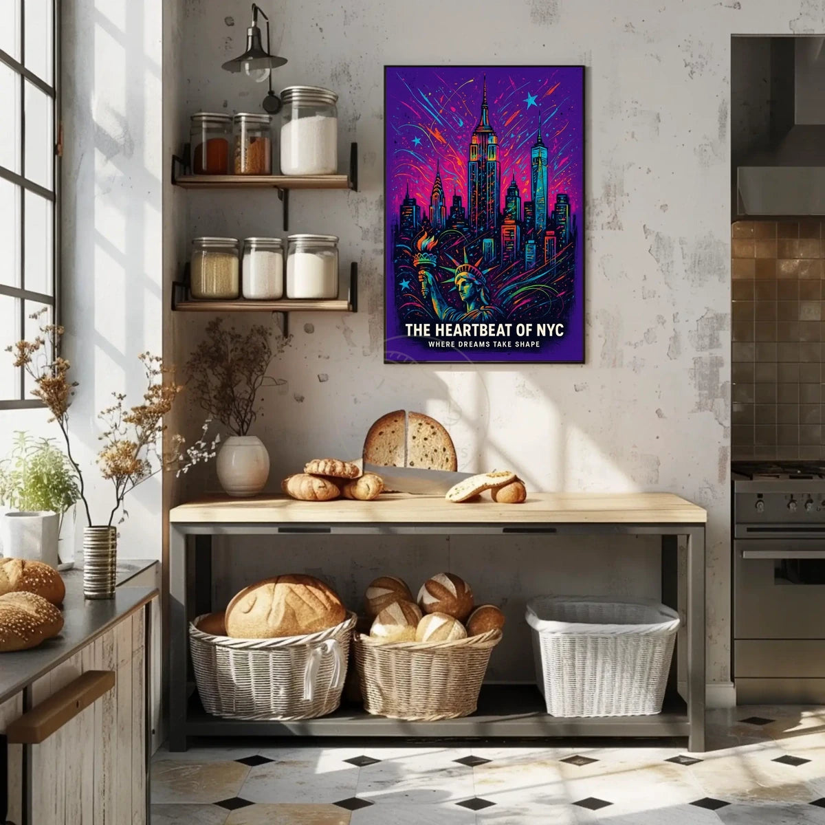New York Dreamscape: Vibrant Cityscape Urban or Cityscape Poster