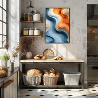 Stylized Abstract Landscape with Layered Wavy Patterns Poster