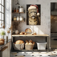 Festive Snow Leopard Poster