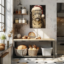 Festive Snow Leopard Poster
