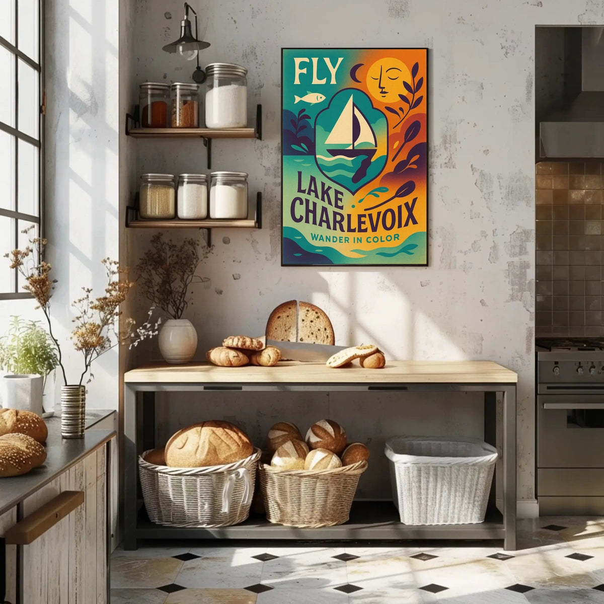 Lake Charlevoix Vibrant Adventure Destination Travel Poster