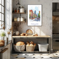 Portland Urban Watercolor Scene Poster - Urban or Cityscape Poster PosterGoat