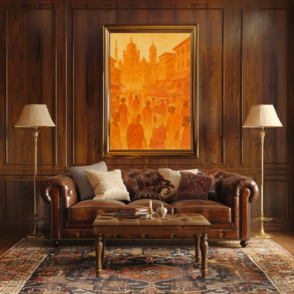 Golden Bazaar Street Scene Travel Poster