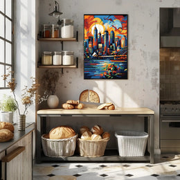 Vibrant Sydney Cityscape Modern Abstract Artistic Poster