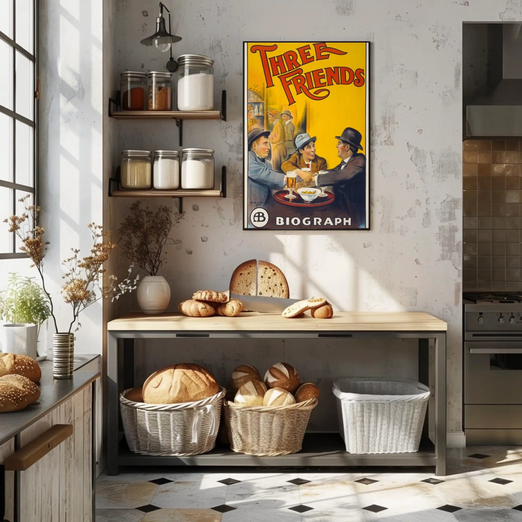 THREE FRIENDS Eye-Catching Abstract Pop Culture Poster