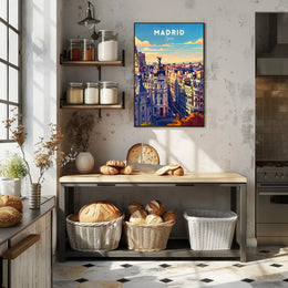 Madrid Skyline at Sunset Modern Travel Poster