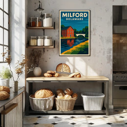 Milford Delaware Scenic Watercolor Wanderlust Poster