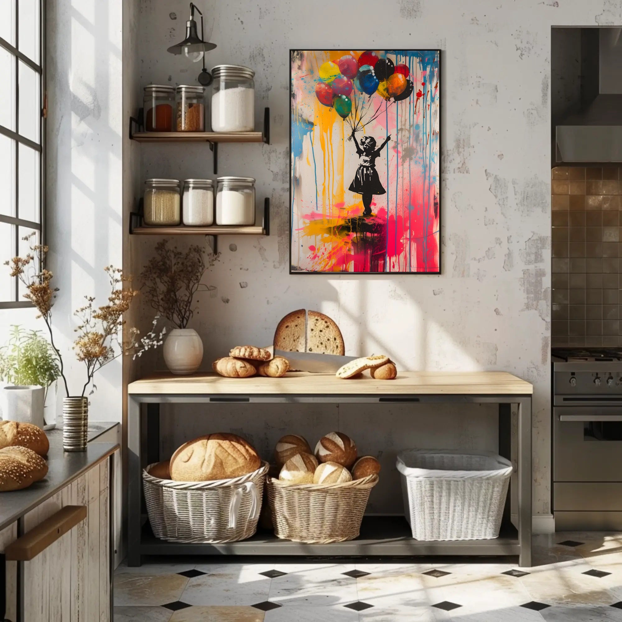 Innocence Meets Street Art: Vibrant Colors Artistic Poster