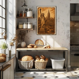 New York City Landmarks Skylines Poster Vintage Wall Art