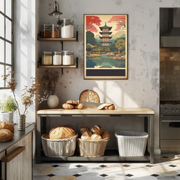 Tranquil Pagoda Reflections Poster