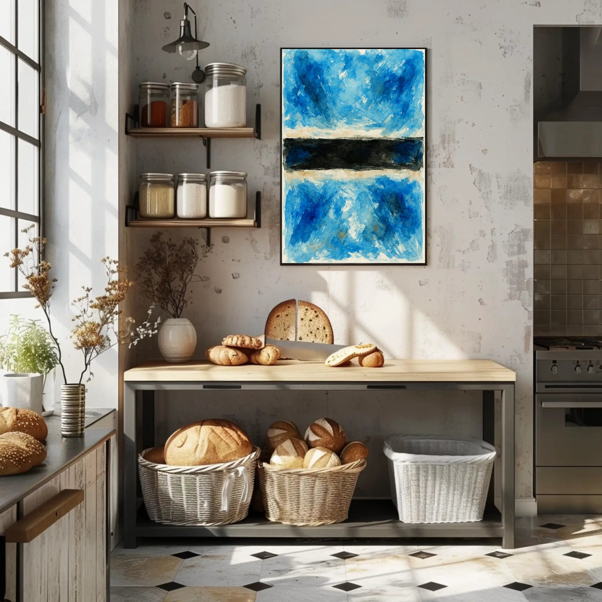 Abstract Blue And Black Composition Poster
