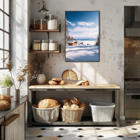 Serene Snowy Cabin Landscape National Park Poster