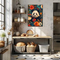Panda in Bloom: Artistic Harmony Animal Poster