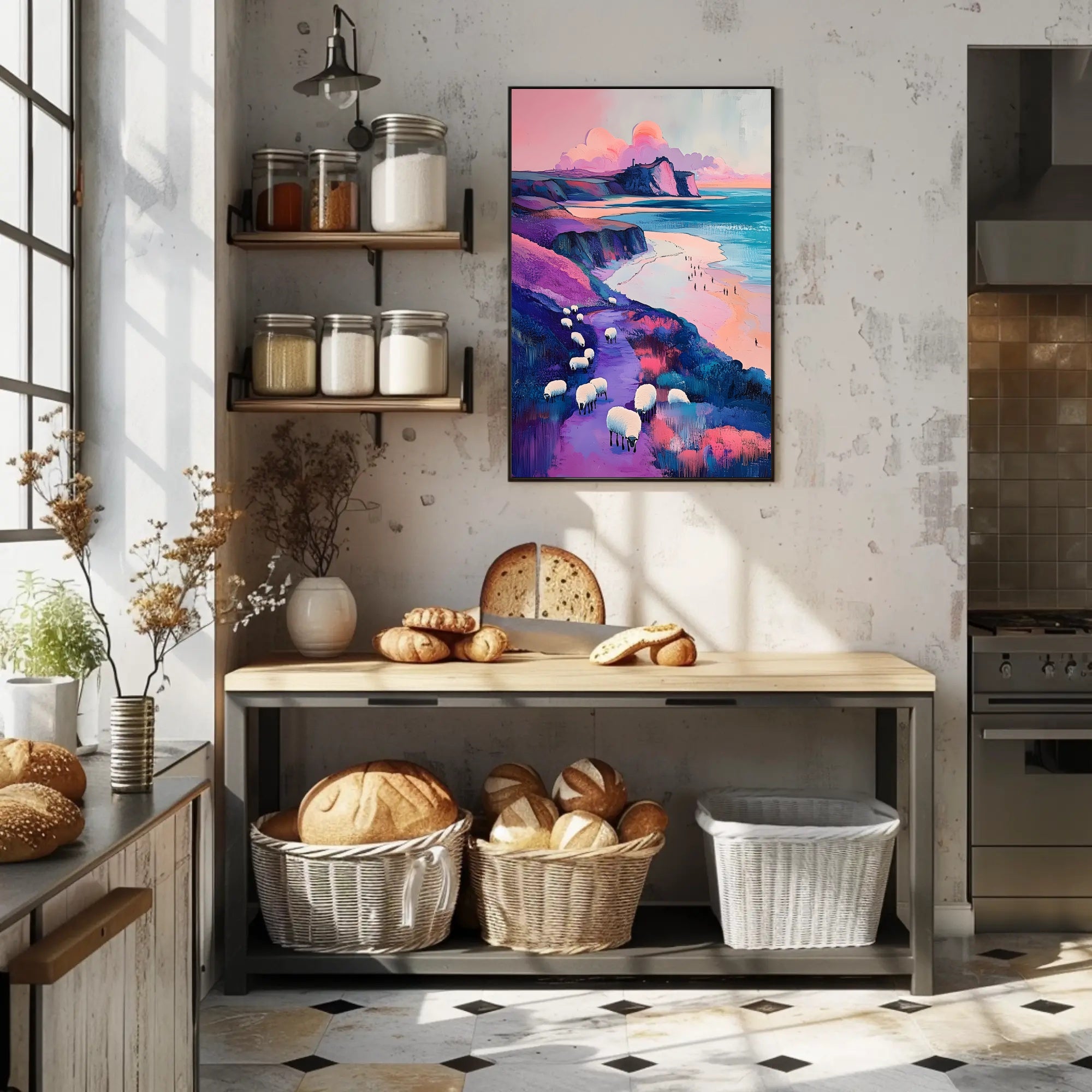 Pastel Coastline Poster Minimalist Coastal Wall Art