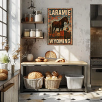 Laramie Horse Vintage City Western Heritage Cultural American West Rustic Skyline Poster