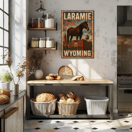 Laramie Horse Vintage City Western Heritage Cultural American West Rustic Skyline Poster