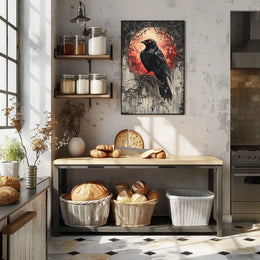Raven Under Blood Moon Art Print Animal Poster