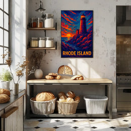 Rhode Island Lighthouse At Sunset Poster