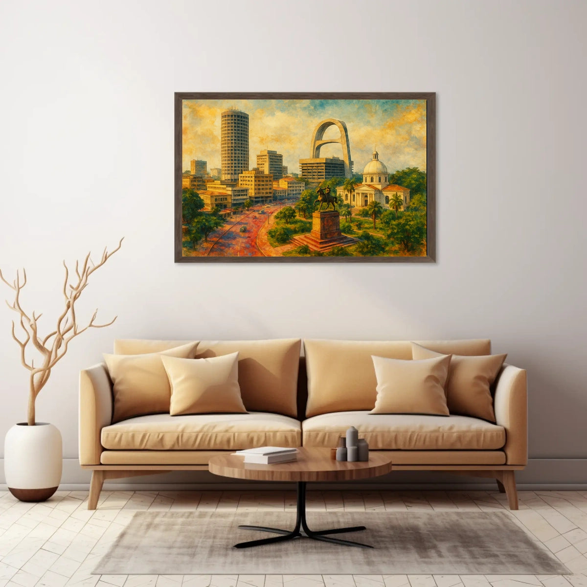 Urban Landscape with Monument Poster