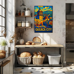 Oaxaca City Vibrant Mosaic Poster