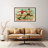 Dynamic Vintage Football Match Scene Poster