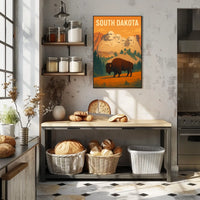 South Dakota Mount Rushmore And Bison Poster