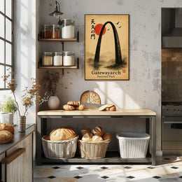 Gateway Arch National Park East Asian Art Ink Painting Poster