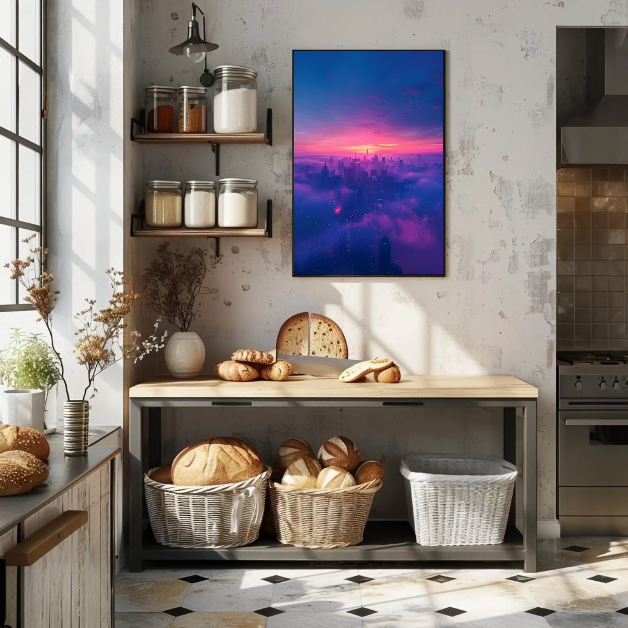 Futuristic Twilight Cityscape Urban or Cityscape Poster PosterGoat