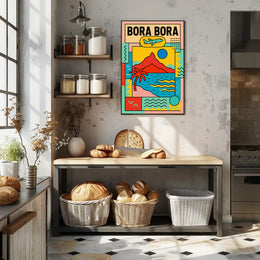 Bora Bora Getaway Modern Geometric Travel Poster PosterGoat