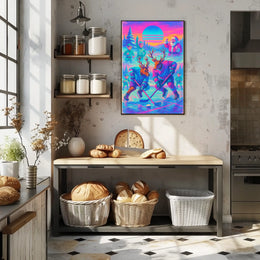 Whimsical Reindeer Hockey Fantasy Holiday Mythology Poster