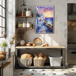 Sunset in a Coastal Village Poster PosterGoat