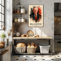 Bill Clinton Watercolor Portrait: Historical or Presidential Poster